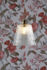 Laura Ashley Callaghan Grand Pendant Antique brass Ribbed Glass